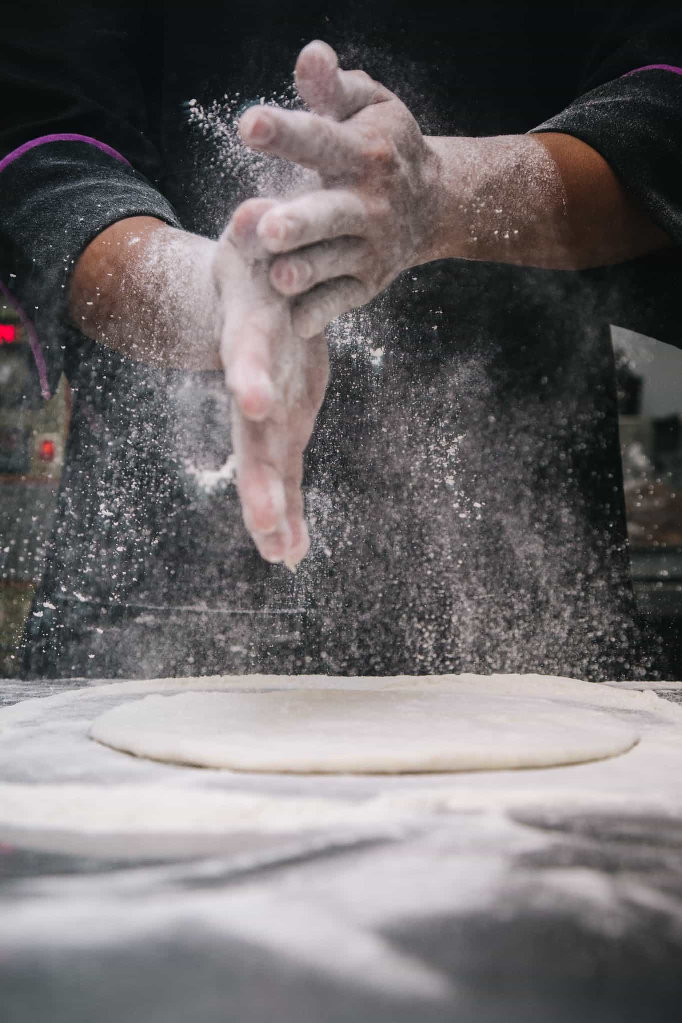 floured hands